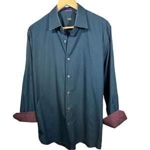 PAUL SMITH Men's Cotton Tailored Fit Long Sleeve Button Down Shirt Blue Size 17